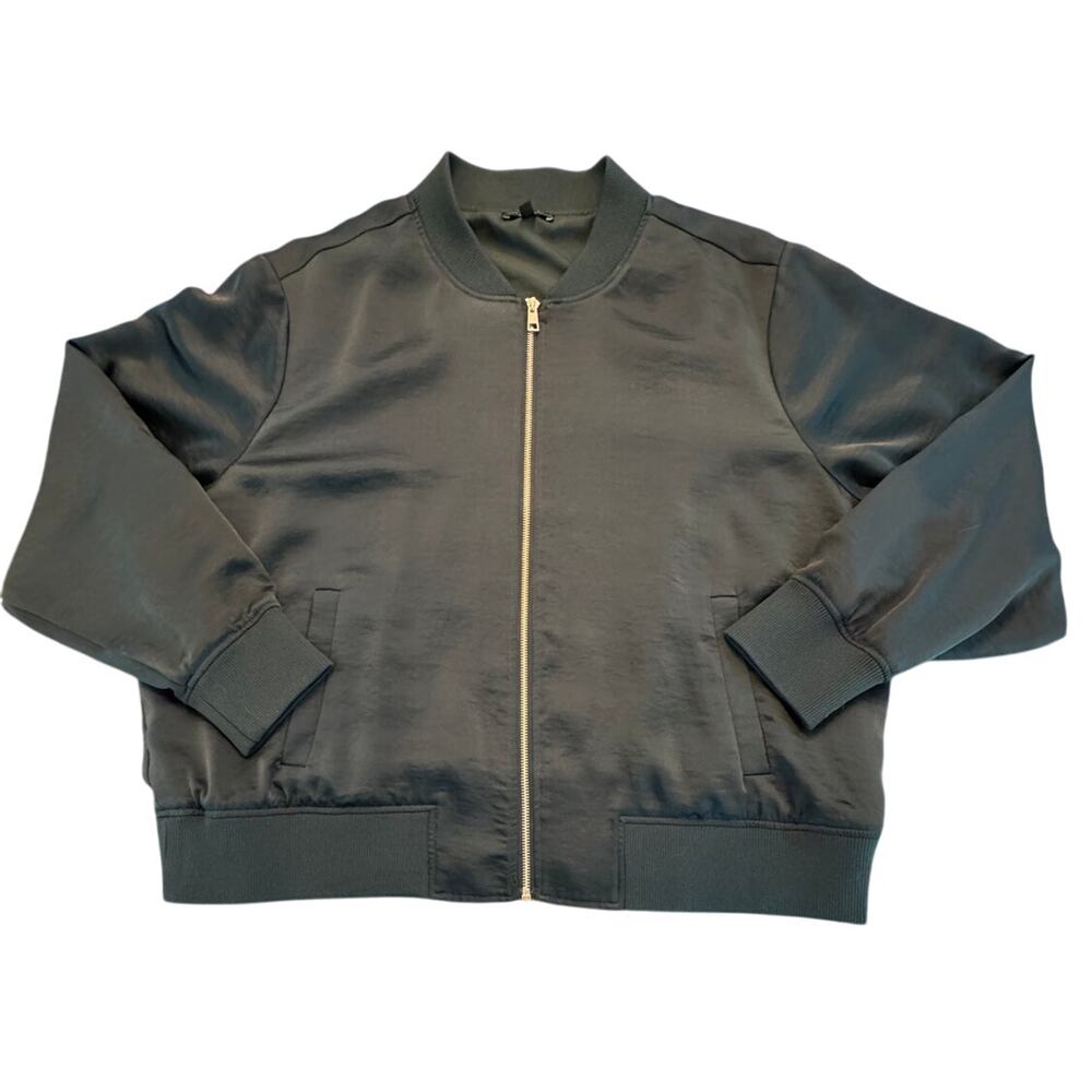 Copied - Universal Standard Carmen Satin Bomber Jacket Deep Sea Size Large
